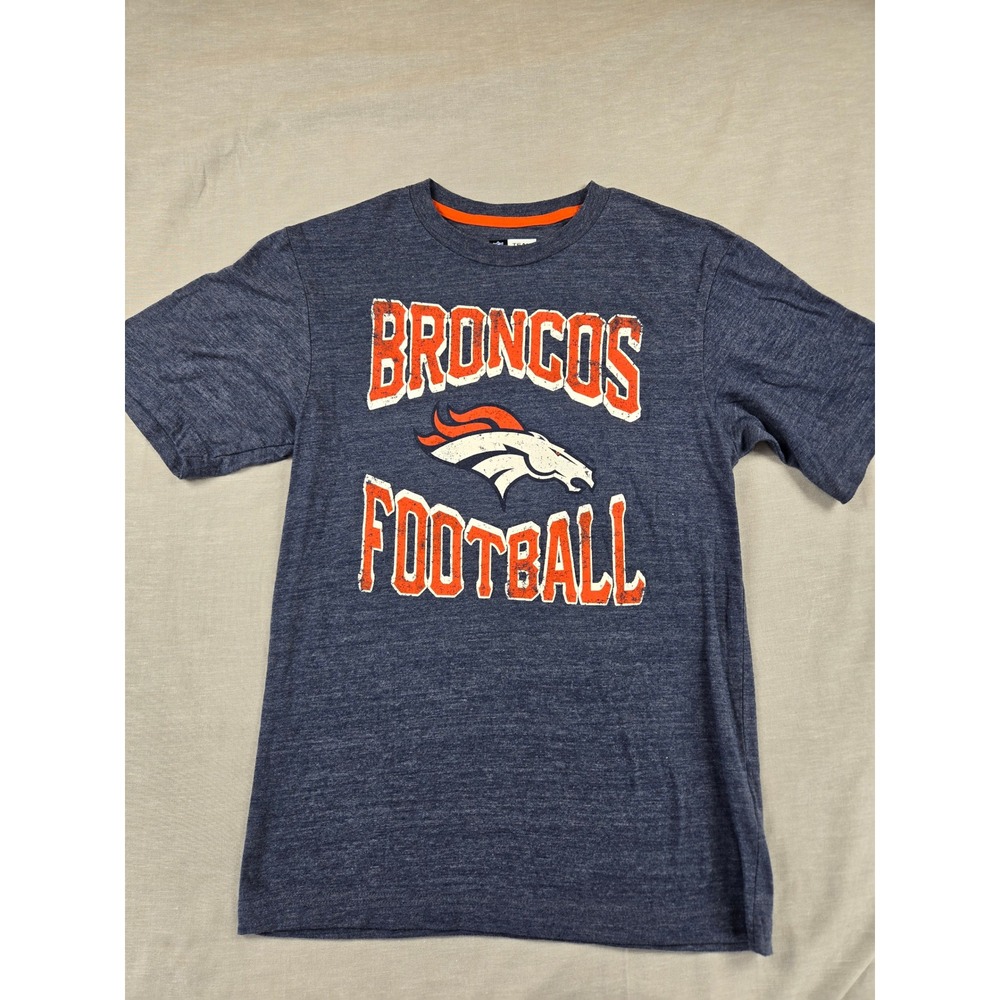 NFL Team Apparel Denver Broncos Mens Small Heather Blue Graphic T-Shirt DDCH